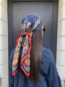 1pc Bohemian Vintage Paisley Cashew Flower Women's Scarf/Bandana, Suitable For Spring/Summer Beach Vacation, Street Fashion Matching, Ideal Choice To Enhance Overall Look, Travel Essential, Beach Towel - Red and Blue - View 4