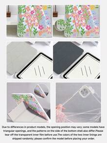 粉色花卉印花平板保護殼,相容 iPad 9.7/10.2/10.5/10.9/12.9/Pro 11、第 10 代,相容 Galaxy Tab S6 Lite 10.4 吋,相容 Kindle Paperwhite 第 12 代 2024、Kindle(第 11 代 - 2024 發布),柔軟防摔,智慧支架/自動喚醒/睡眠,Y 型折疊平板保護套,多角度觀看,少女風 - 彩色 - 查看 7