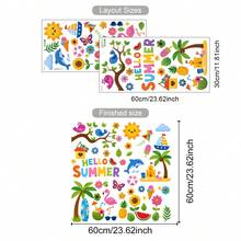夏季窗貼 熱帶火烈鳥海豚棕櫚樹貼紙，可重複使用靜電吸附窗貼，可移除免膠玻璃貼紙，居家裝飾季節性夏季派對裝飾，適用於窗戶玻璃門 - 夏日窗貼 - 查看 10