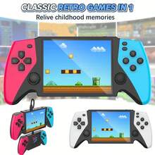 Retro Handheld Game Console 600+ Classic Games 3.8-Inch HD Screen Classic Red & Blue Handheld Game Console With Speaker Wireless Controller Rechargeable TV Connection Best Birthday Christmas Gift - View 2