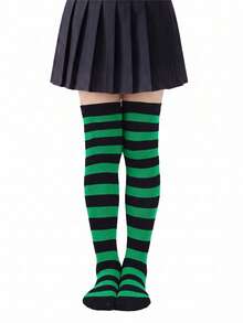 6-12 Years Old Girls Striped Knee High Socks, Children Party Performance Stockings, 1 Pair Fashion Versatile Socks - Multicolor - View 12