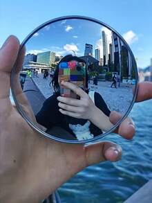 Essential Travel Photography Small Round Mirror, Suitable For Photo Scenes, Large And Small Sizes Available, Comes With Convex Lens For Wide-Angle Shots, Great Gift For Friends Traveling, Selfie Tool, Portable Equipment - Multicolor - View 1