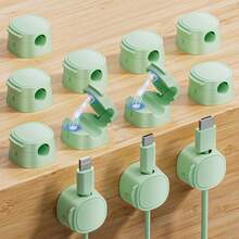 Gliship 12 Pack Magnetic Cable Clips U2013 [One-Snap Lock] Phone Cord Holder For Desk, Adhesive Magnetic Cord Organiser For Nightstand, Wall, Car U2013 Under Desk Cable Management For Office, Home - ColorD - View 1