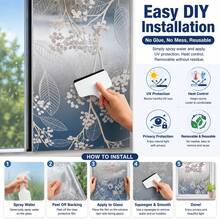 Elegant Gold Leaf Floral Static Cling Window Privacy Film, Glue-Free Frosted Plant Glass Sticker, Removable Decorative Window Curtain, Suitable For Bathroom, Bedroom, Living Room Home Glass Doors - Flowers - View 7