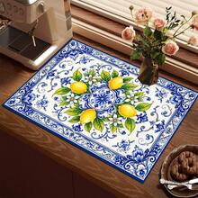 1 pieza Tapete de secado con patrón de limón para decoración de cocina, tapete para máquina de café, accesorio para lavandería, bandeja de goteo hecha a mano para cafetera, tapete de piso de cocina, tapete de mesa, tapete de secado de platos para encimera de cocina, tapete de desayuno, bandeja de goteo resistente al calor con respaldo antideslizante, bandeja de goteo de tierra de diatomeas, ocultador de manchas, tapete de goteo de cocina súper absorbente, tapete de escurridor de platos fácil de limpiar, perfecto para cocina, mesa de comedor, cafetería, bar, vacaciones, fiesta, decoración del hogar, regalo de vacaciones - Multicolor - Ver 8