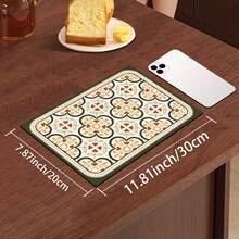 1pc Plaid Pattern Diatomaceous Earth Drying Mat, Non-Slip Heat-Resistant Absorbent Mat, Suitable For Kitchen Countertop, Coffee Machine, Tableware, Home Cafe Bar Party Decoration Placemat Gift - Multicolor - View 16