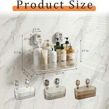No-Drill Wall-Mounted Suction Cup Storage Rack, Transparent Drainage Design, Strong Load-Bearing, Suitable For Bathroom Toiletries, Skincare Products And Kitchen Seasoning Storage - Multicolor - View 3