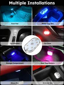 EIGIIS Touch USB Night Light, LED Touch Sensor Light, Bookshelf Lighting, Car Ambient Light, USB Rechargeable Mini Light With Colorful Lighting Effects, Suitable For Home Decoration And Car Atmosphere - Pair - View 3