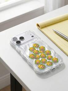 1pc Funny Custom Face Rattle Phone Case, ABS Plastic Clear Wavy Shell & Acrylic Corn Shaped Floating Portrait Pieces, Shakeable Novelty Design, Creative Birthday Gift For Friends - Multicolor - View 4