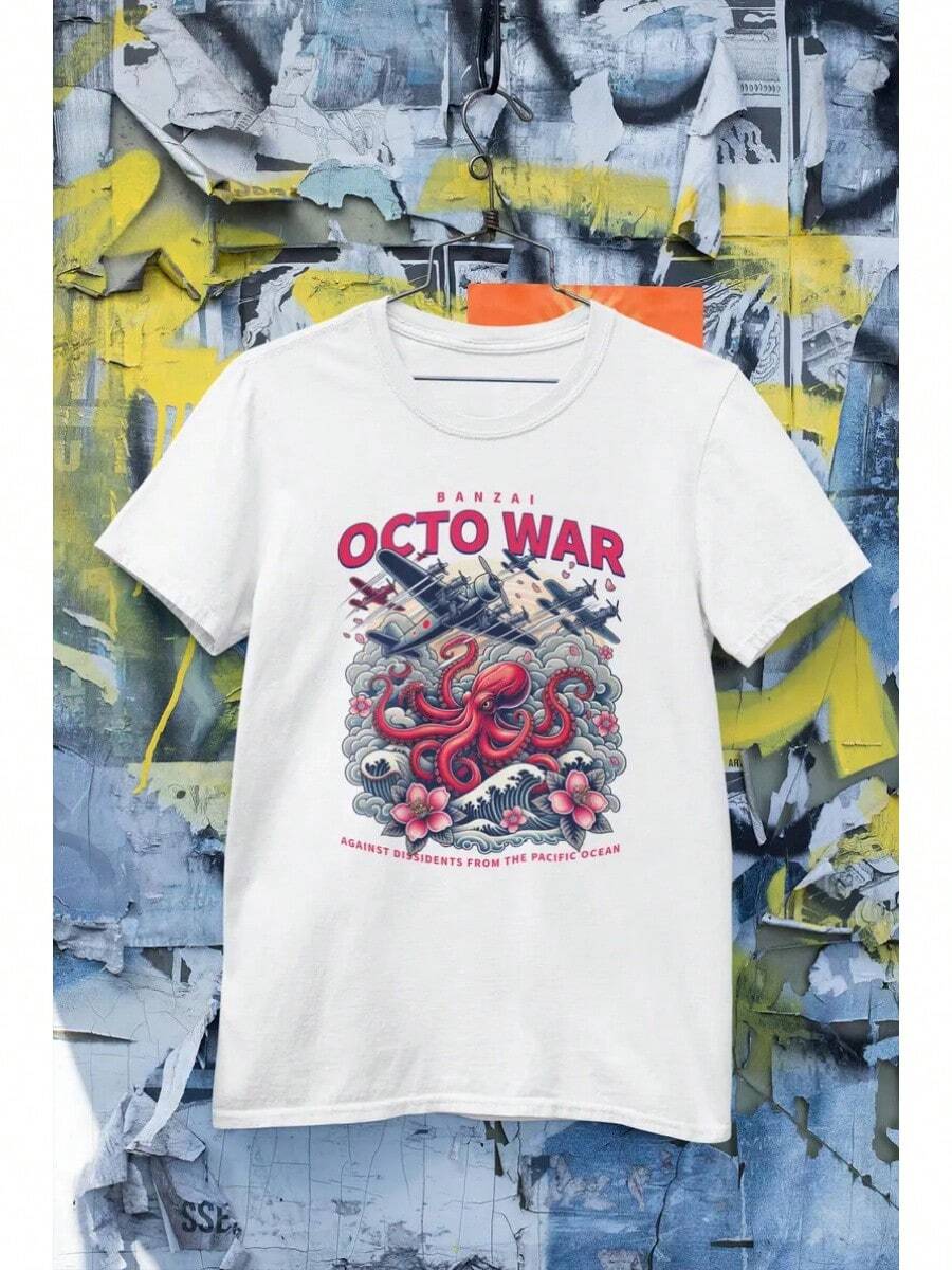 Camiseta de estilo urbano inspirada en el anime Octopus Wars |   Camiseta Unisex con Diseño Gráfico Retro |   Ropa Urbana Estilo Grunge Y2K |   Camiseta Oversized de Estilo Atrevido # 3
