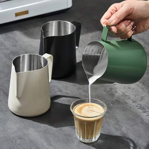 Coffee Milk Frother Jug With Scale 304 Stainless Steel Streamlined Pointed Mouth High Quality Cafe Professional Coffee Utensils