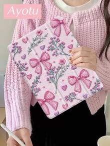 Ayotu 1 Pc Capa para Tablet e Kindle E-Book com Bordado Rosa, Laço e Estampas Florais, Compatível com iPad 10ª Geração, 10.2/Mini6/Mini7/9.7 Polegadas, Air 8(M4)2026(11 Polegadas), Air 8(M4)2026(13 Polegadas), Compatível com Samsung Galaxy Tab A9 Plus, Kindle (11ª Geração-Lançamento 2024)(6 Polegadas), Kindle Paperwhite 12ª Geração 2024, Ótimo Presente de Feriado, Padrão Elegante e Simples. - Multicolorido - Ver 4