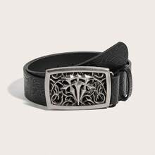 1pc Women's Western Cowgirl Vintage Buckle Print Belt Suitable For Daily Use - Black - View 6
