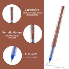 5/1 (Randomly Selected). Coffee Theme Quick-Dry Liquid Ink Gel Pen. 0.5mm Tip. Blue Ink. This Coffee Theme Pen Writes Smoothly Without Smudging, Perfect For Note-Taking And Drawing. School And Office Supplies. - Coffee - View 6