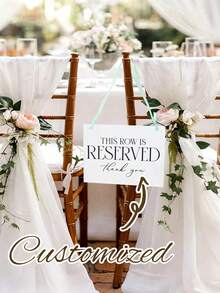 Custom Wedding Reserved Seat Paper Cards, Personalized Wedding Reserved Signs, Custom Seat Reservation Cards With Ribbon, Party Supplies, Wedding Decor, Graduation Ceremony Decor, Or Wedding Seating Chart And Chair Decor, Memorial Plaques For Deceased Loved Ones, Suitable For Parties, Celebrations And Various Occasions - Multicolor - View 2
