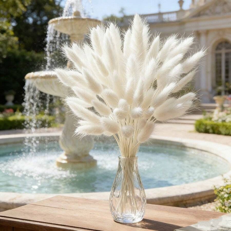29/59/119 pezzi profumo di fiori artificiali in stile bohémien con coda di coniglio bianca - Fiori finti, adatti per casa, soggiorno, giardino, perfetti per matrimonio, festa, Natale, Ognissanti e decorazioni per le vacanze - Grigio Blu - Visualizzare 1