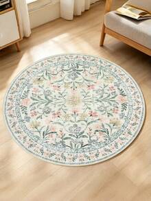 1pc Round Vintage Floral Area Rug, Decorative Carpet, New Vintage Living Room Round Rug, Study Leisure Vanity Rug, Short Pile Home Use Washable Foldable, Closet Floor Mat, Suitable For Bedroom, Indoor Rooms, Home Decor Rug - Multicolor - View 16