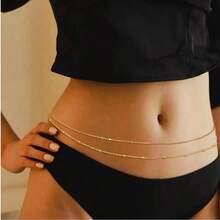 Ceinture chaîne à la mode, ceinture à double couche de franges, chaîne de taille pour femmes , Chaîne de corps bohème pour la plage, ceinture de pantalon - Multicolore - Voir 1