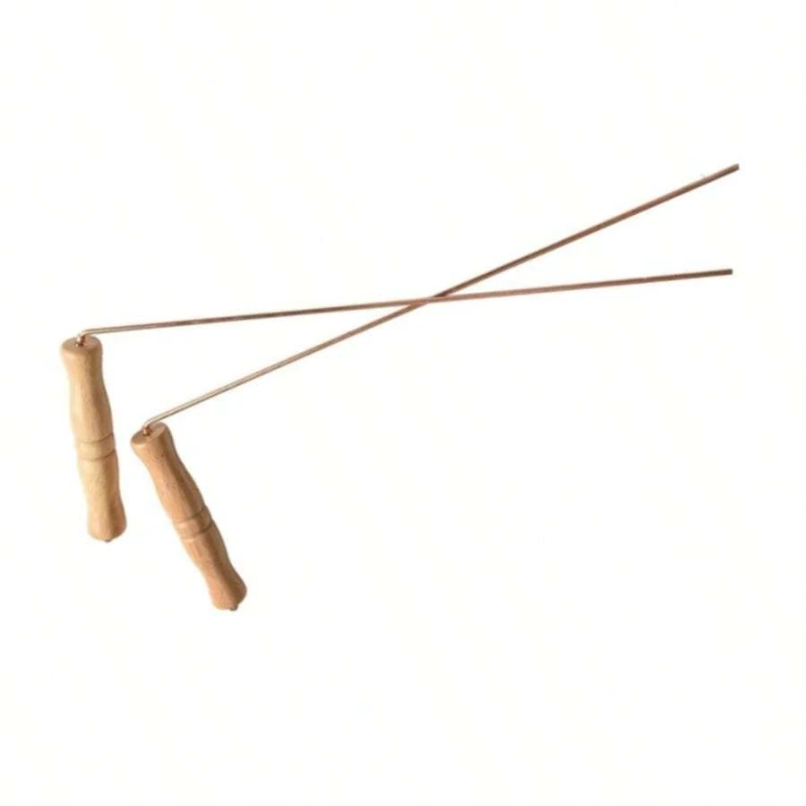 2Pcs Portable Divining Rods Set, 99.9% Copper Dowsing Rods With Wood Grip For Locating Water Treasure Hunting Tools - Bamboo Joint - View 1