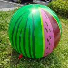 1pc 60cm Large Water Spraying Round Watermelon Shaped Green Skin Red Flesh Watermelon Print Thickened PVC Material Inflatable Anti-Burst Yard Lawn Pool Water Play Watermelon Spray Beach Ball - Multicolor - View 4