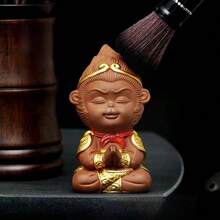 1個紫色陶土太陽冥想小雕像，原礦陶土金漆彩繪，茶桌裝飾品，茶寵，東方療癒手捏手持件 - 彩色 - 查看 8