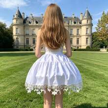 1pc Short Tassel Slip Dress, Suitable For Bride, Bridesmaid, Wedding, Holiday, Prom And Party - White - View 3