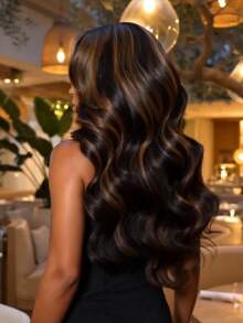 7x5 Bye Bye Slip™ Lace Closure Mixed Black With Gold Brown Highlights Body Wave Wig With Drawstring, Silky Wave, Face-Framing Layers, Pre-Cut Pre-Bleached Pre-Plucked, Glueless, 100% Human Hair, Transparent Lace, Beginner Friendly Unice Wig - SNATURAL/30 - View 4