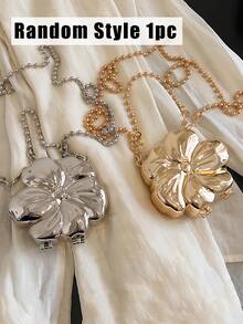 Elegant Mini Flower Shaped Metallic Evening Bag For Women Chain Gold Purse Y2k Travel Shoulder Crossbody Bag Outdoor Beach Handbag For Wedding Prom - 彩色 - 查看 11