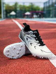 Professional Racing Track Spikes, Suitable For Middle School Physical Fitness Tests And Daily Training, PTPU Wear-Resistant Outsole With Replaceable Steel Spikes, Suitable For Synthetic Tracks; Lightweight Mesh Upper Breathable And Dry, Shock-Absorbing Structure Cushions Landing Impact, Versatile For Sprinting, Long Jump, Hurdles And Multiple Scenarios, Preferred Choice For Student Athletes Training. - Black and White 5755 - View 6