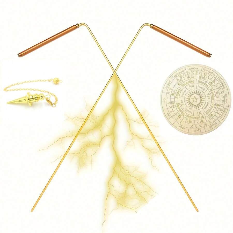 Purchase Product 99.9% Copper Detector Kit With 1 Copper Pendulums - Divination Rods With Box, Ghost Hunting, Water Divination, Spirit Hunting, Find Energy Or Hidden Objects - Two-color + Whiteboard + - View 1