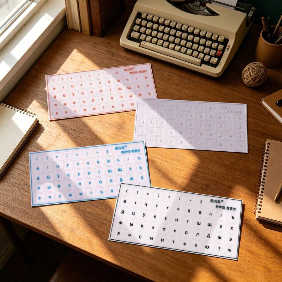1 buah Stiker Keyboard Kiril Kazakh, Huruf Jelas Standar, Huruf Transfer Stabil, Desain Timbul untuk Kemudahan Membaca, Tidak Merusak atau Meninggalkan Residu, Tersedia 4 Warna, Cocok untuk Laptop dan Desktop, Ideal untuk Belajar dan Kantor