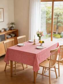 MineLain 1pc Minimalist Red Plaid Tablecloth, Rectangular Tablecloth, Coffee Table, Cabinet, Small Square Table, Bedside Table Cover, Home Decor, Room Decor, Suitable For Gathering, Dinner, Party, Holiday, Celebration, Outdoor, Garden, Picnic, Camping Decoration, All Season Use, Spring Summer Decor, Autumn Decor - Red - View 14