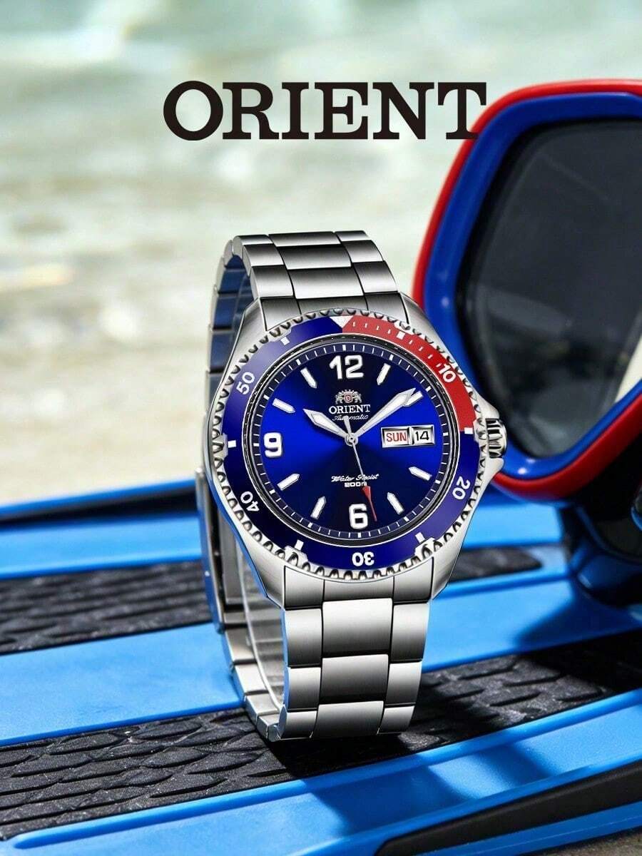 Orient 200米防水專業潛水機械男錶,全自動機械機芯,藍紅錶圈深海藍錶盤鋼帶設計,雙日曆顯示,夜光刻度清晰可見。這款運動風格男錶適合潛水、通勤和日常佩戴,是高品質男錶的優質選擇,無論作為禮物送人或個人使用都非常合適。型號:FAA02009D9。 - 藍間黑色 - 查看 1