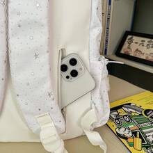 1pc Star Print Fashion Backpack With Pendant, Unisex Back To School Gift, Stylish Star Student School Bag, Large Capacity Portable Women's Backpack, Suitable For Primary, Middle, High School And College Students, Laptop Bag, High Quality Women's Bag, Great Holiday Gift And Travel Essential, Can Hold Summer Clothes - Multicolor - View 6