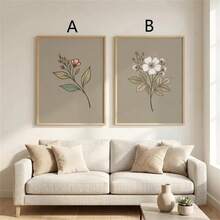 1 Stück/2 Stücke minimalistische Vintage botanische Blumendrucke, neutrale florale Wandkunstposter, modische Gemälde für Wohnzimmer, Schlafzimmer, Badezimmer, Küche, Home Office, Wohnheimdekoration, Wanddekoration, Bild mit optionalem Rahmen - Mehrfarbig - Übersicht 3