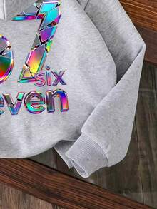 Tween Boy Cartoon Print Warm Crew Neck Sweatshirt - Grey - View 3