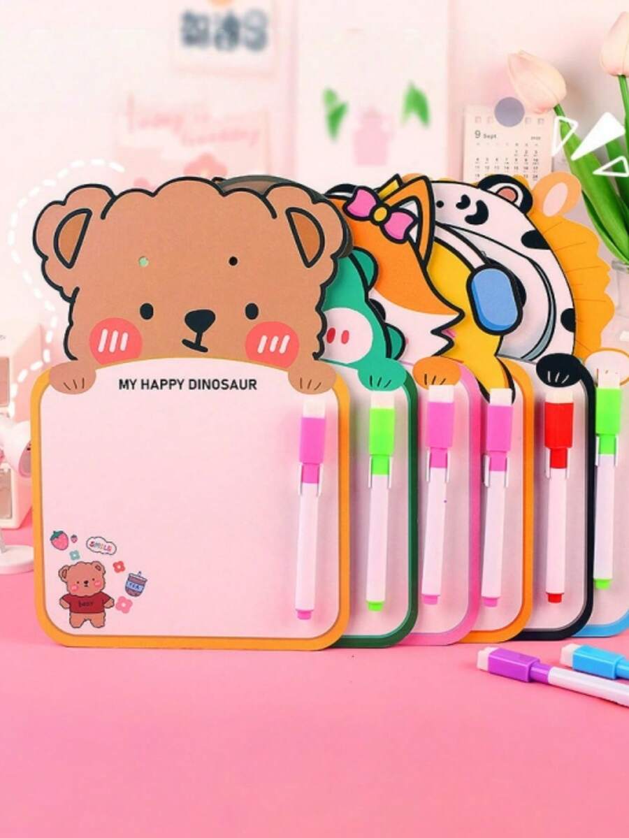 1pc/3pcs/6pcs Cute Cartoon Erasable Memo Board, Hanging Whiteboard, Erasable Drawing And Writing Board, Creative Design, High-Quality Writing Paper, Suitable For Memos And Office Notes - Multicolor - View 1