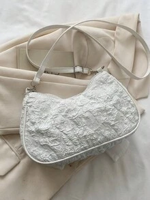 Bolso de mano con cadena de perlas de moda, bolso de hombro - Beis - Ver 8