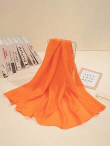 1pc Soft Lightweight Solid Color Long Scarf - Orange - View 5