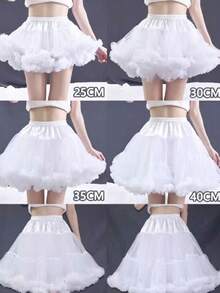 35cm 素色聚酯纖維雙層蓬鬆雲朵蘿莉塔襯裙 - 白色 - 查看 1