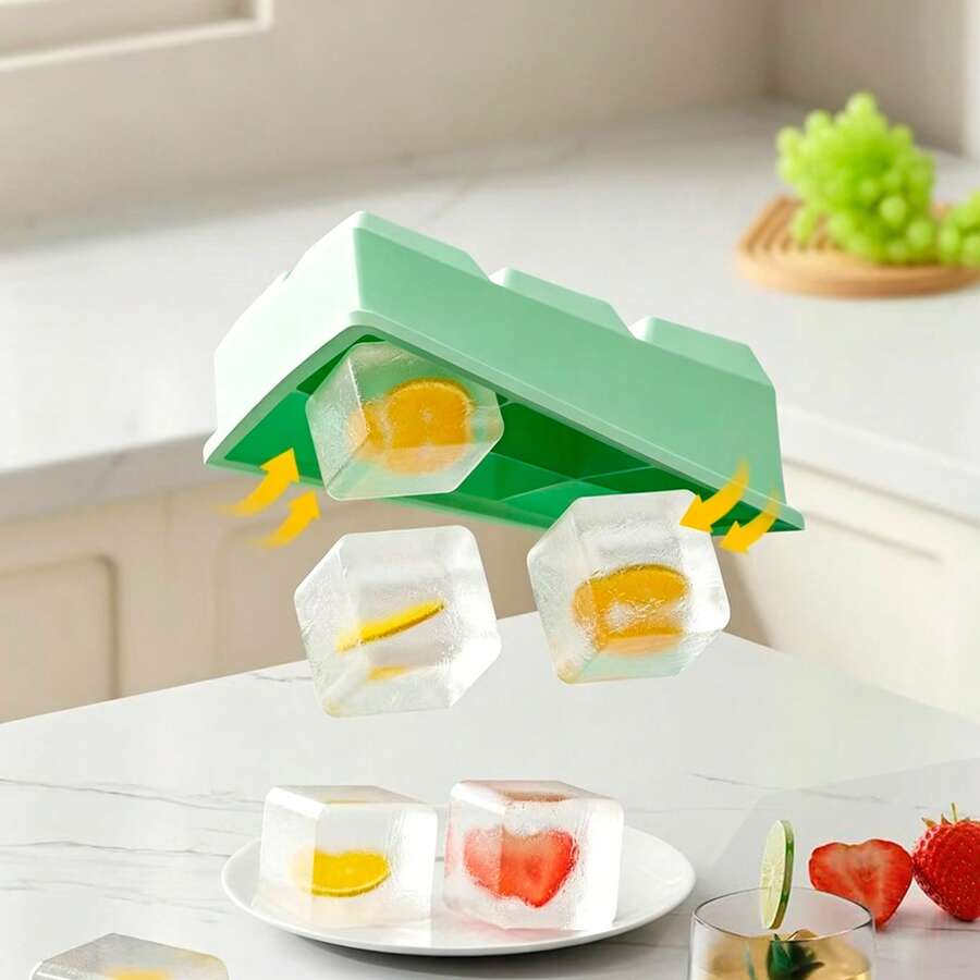 1個 6格 3D 矽膠冰塊模具附蓋，快速脫模且易於取出，多色可選，適用於威士忌、雞尾酒和烘焙，派對與節日的必備品