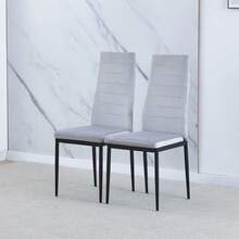 Set Of 2 Stainless Steel Leg Upholstered Dining Chairs - Grey - View 4