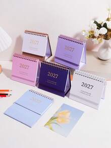 1 Pc Desk Calendar 2027 - Compact Vertical Flip Design, Durable Metal Ring Binding, Clear Monthly Layout - Simple And Fresh Calendar, Perfect For Home Office Or School Organization, Sophisticated Desk Calendar - Multicolor - View 3