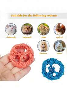 Happy Little Pet Rabbit Hamster Teeth Grinding Toy, Exquisite Luffa Crown Teeth Grinding Toy, Handmade Material Toy, Small Pet Toy, Birthday/Holiday Gift - View 9