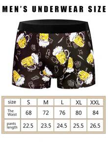 Funny Beer Mug Print Men's Boxer Briefs Novelty Style Casual Comfortable Shorts Party Gift For Him - Multicolor - View 4