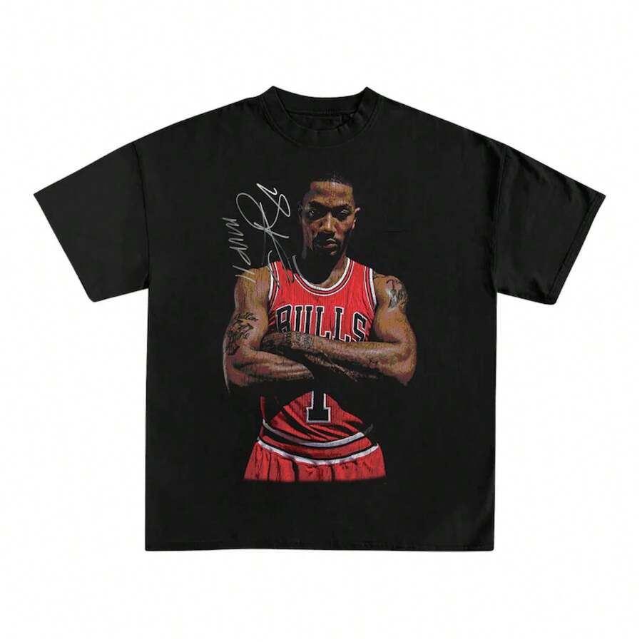 Derrick Rose T-shirt - Basket-T-shirt - Sportkläder - Basketlegend - Vintage T-shirt - Svart - Visa 1