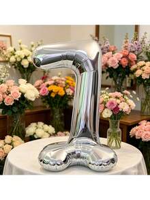 2pcs/1pc 42 Inch Silver Standing Number Foil Balloons, Self-Standing Design Without Support, Suitable For Anniversary, Memorial Day, Birthday Theme Party Atmosphere Decoration, Birthday Photo Props, Room Decor, Indoor Arrangement, Multi-Scenario Celebration Events, Lightweight Foil Material Reusable, Number Style Freely Selectable - 42-inch Standing Digital - View 10