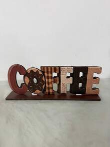 1pc Coffee Bar Decor Sign, Coffee Bar Accessory, Rustic Style Coffee Elf, Rustic Style Coffee Table Centerpiece Decor, Wooden Multi-Tier Coffee Tray Decor, Coffee Station, Home Kitchen Decor - F - View 10