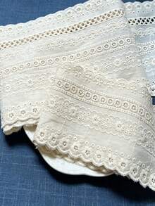 1碼鏤空DIY手工服飾配件白色杏色蕾絲裝飾刺繡裙襬布條縫製家用紡織面料 - 8cm - 查看 5