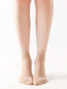4 Pairs Black, 6 Pairs Nude Casual Versatile Solid Color Short Socks - Multicolor - View 6